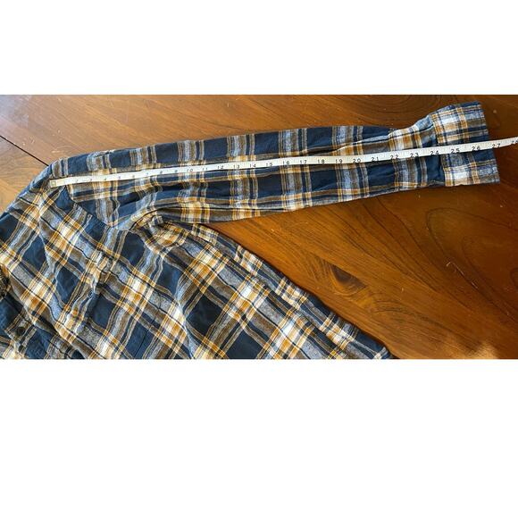 Lucky Brand XXL Womens Button Up Top Long Sleeve Flannel 100% Cotton Blue Yellow - Picture 11 of 12